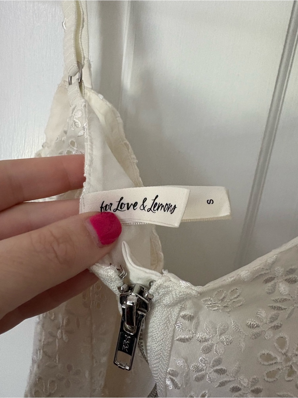 For Love & Lemons Sophie Eyelet Bustier Lace Front Top in White, Size Small (S) - Picture 8 of 15